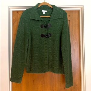 Charter Club Wool blend Cardigan knit Sweater Womens XL Green Toggles Preppy